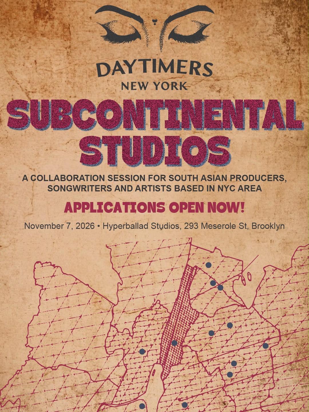 Daytimers NYC Subcontinental Studios event poster