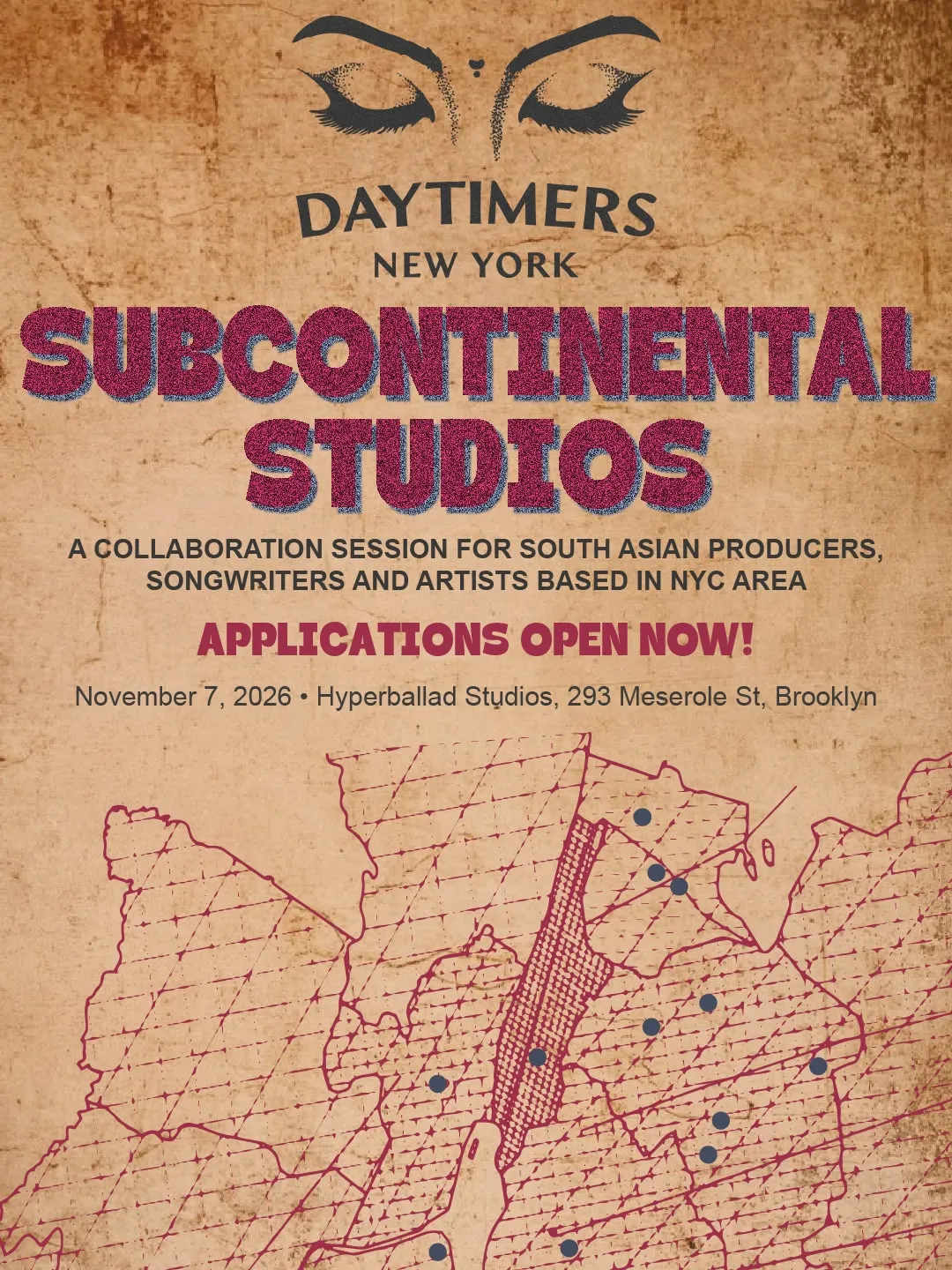 Daytimers NYC Subcontinental Studios event poster